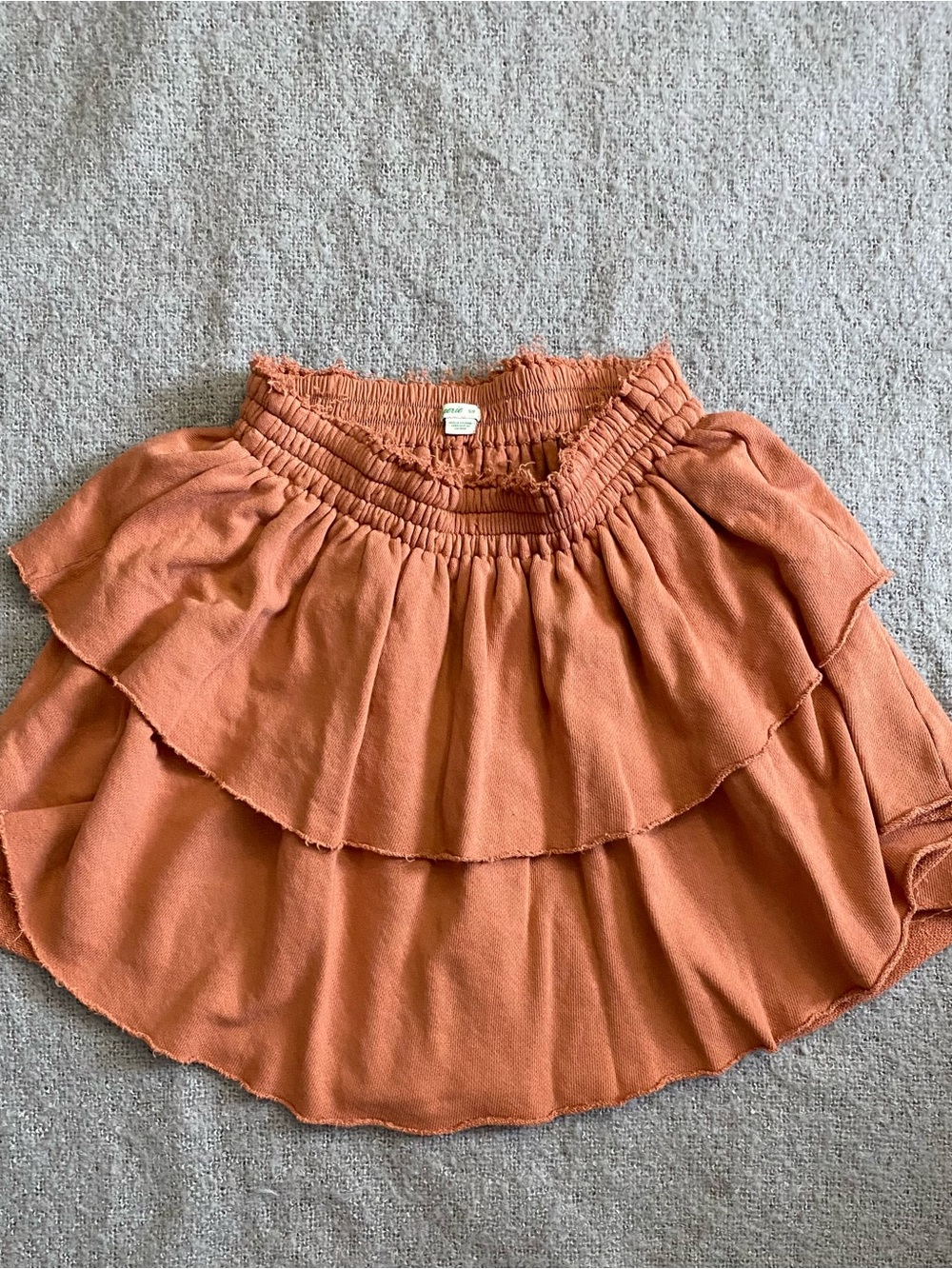 aerie Tiered Smocked Waist Skater Skirt in Burnt Orange